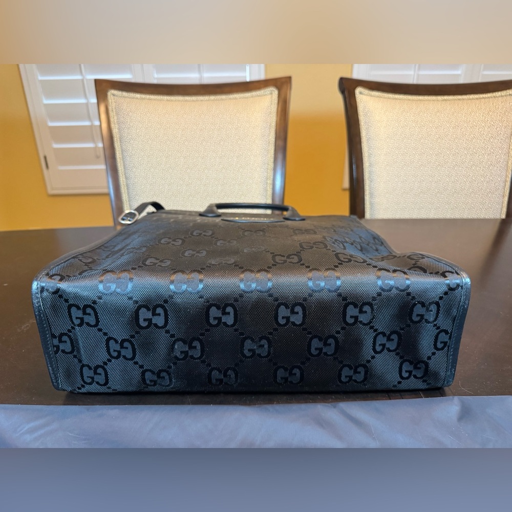 New Authentic Gucci GG Supreme Logo Tote Shoulder Bag Black - Picture 6 of 15